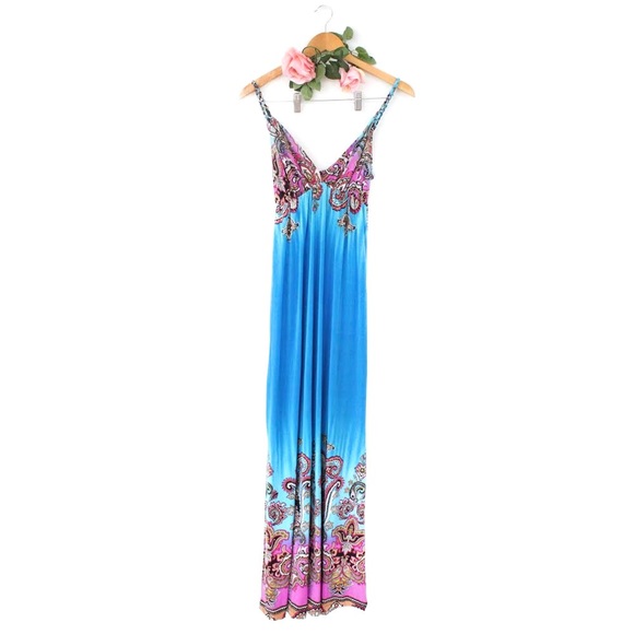 Blue & Patterned Maxi Dress  - Picture 1 of 1